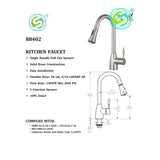 Suneli N88402 Single Handle Kitchen Faucet w/ Pull-Out Sprayer