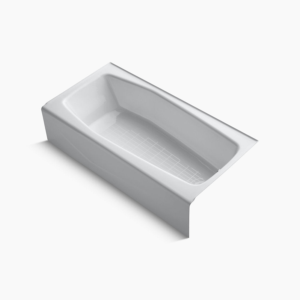 Kohler K-715-0 Villager Cast Iron Bathtub – 60" Left-Hand Drain, White – Kohler's Most Popular One-Person Bath With Integral Apron